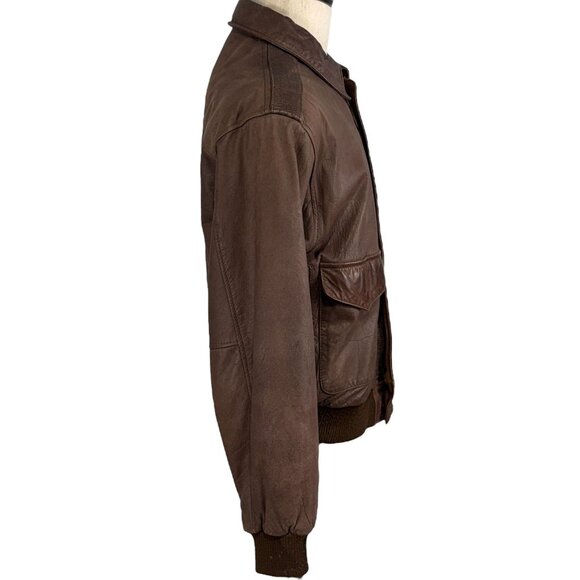 Vintage 80s G-III Leather Bomber Jacket Brown Small - Picture 4 of 13